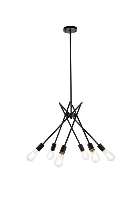 Elegant Lighting LD640D23BK Six Light Pendant, black