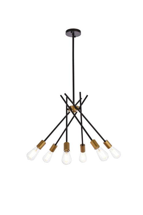 Elegant Lighting LD640D23BRK Six Light Pendant, black