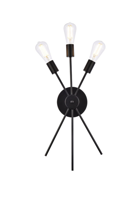 Elegant Lighting LD640W10BK Three Light Bath Sconce, black