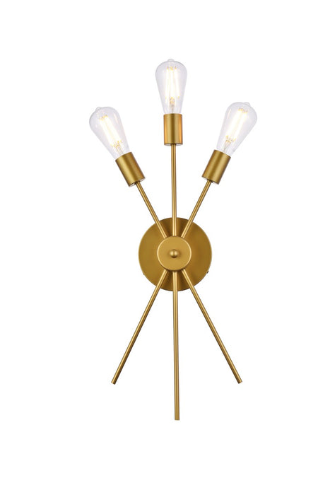 Elegant Lighting LD640W10BR Three Light Bath Sconce, brass