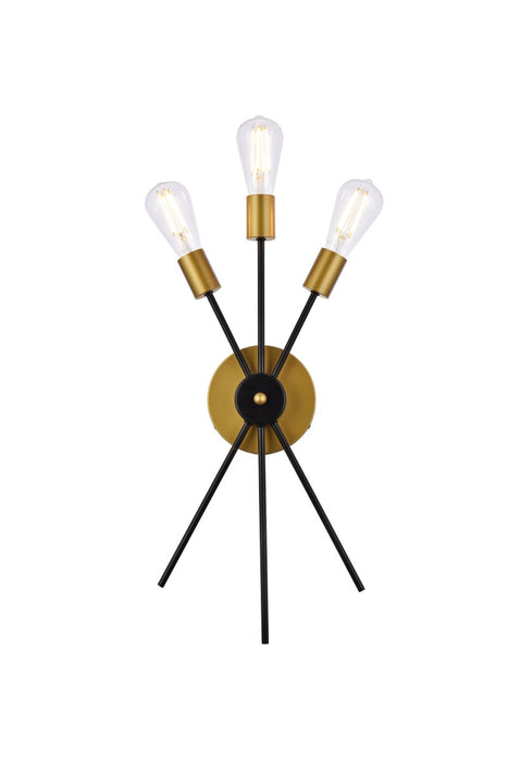 Elegant Lighting LD640W10BRK Three Light Bath Sconce, black
