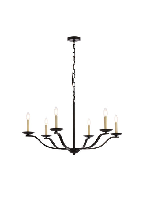 Elegant Lighting LD641D36BK Six Light Pendant, black