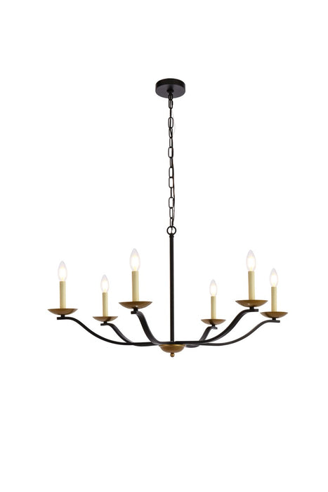 Elegant Lighting LD641D36BRK Six Light Pendant, black