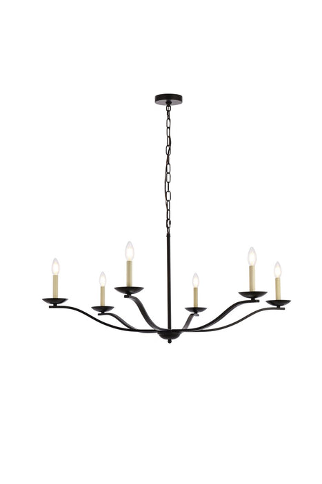 Elegant Lighting LD641D42BK Six Light Pendant, black