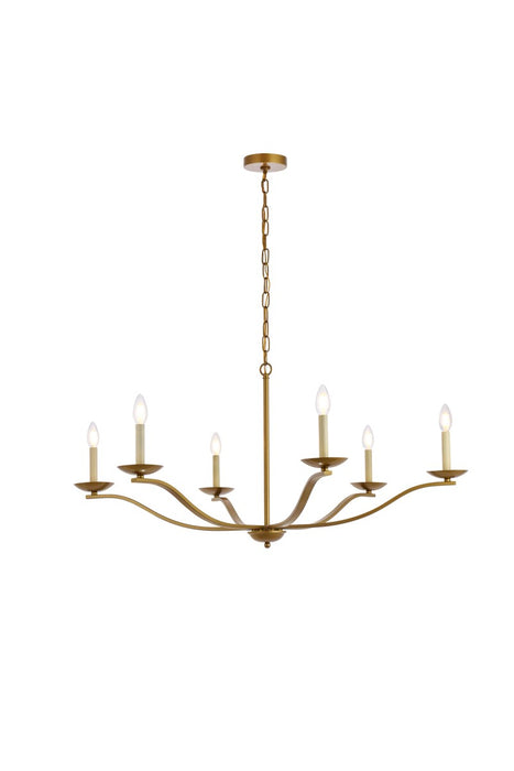 Elegant Lighting LD641D42BR Six Light Pendant, brass