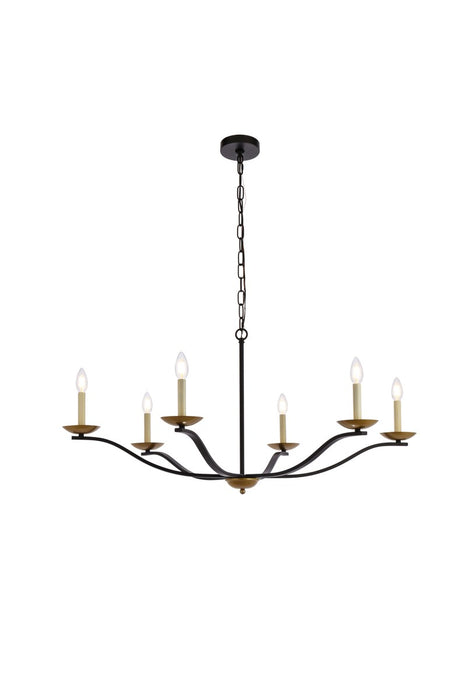 Elegant Lighting LD641D42BRK Six Light Pendant, black