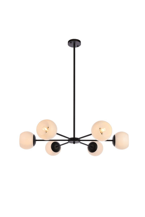 Elegant Lighting LD643D36BK Six Light Pendant, black