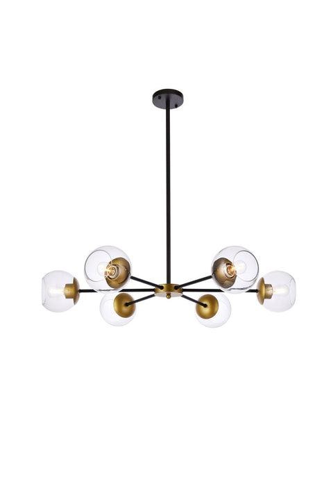 Elegant Lighting LD642D36BRK Six Light Pendant, black