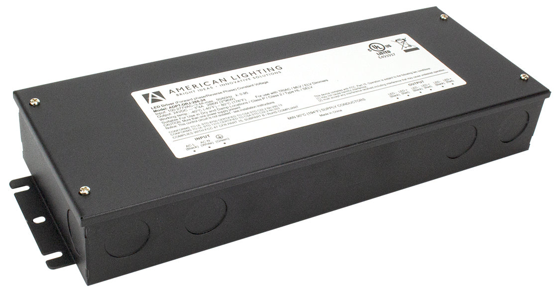 American Lighting ADPT-DRJ-288-24 Class 2 Dimmable, Low-Profile, Constant Voltage Driver, Black