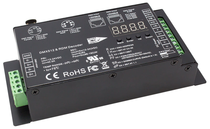 American Lighting REC-DMX-RJ45A-5CH 5Ch Dmx Rcvr W-Rj45, 5X8A, Cv, Black