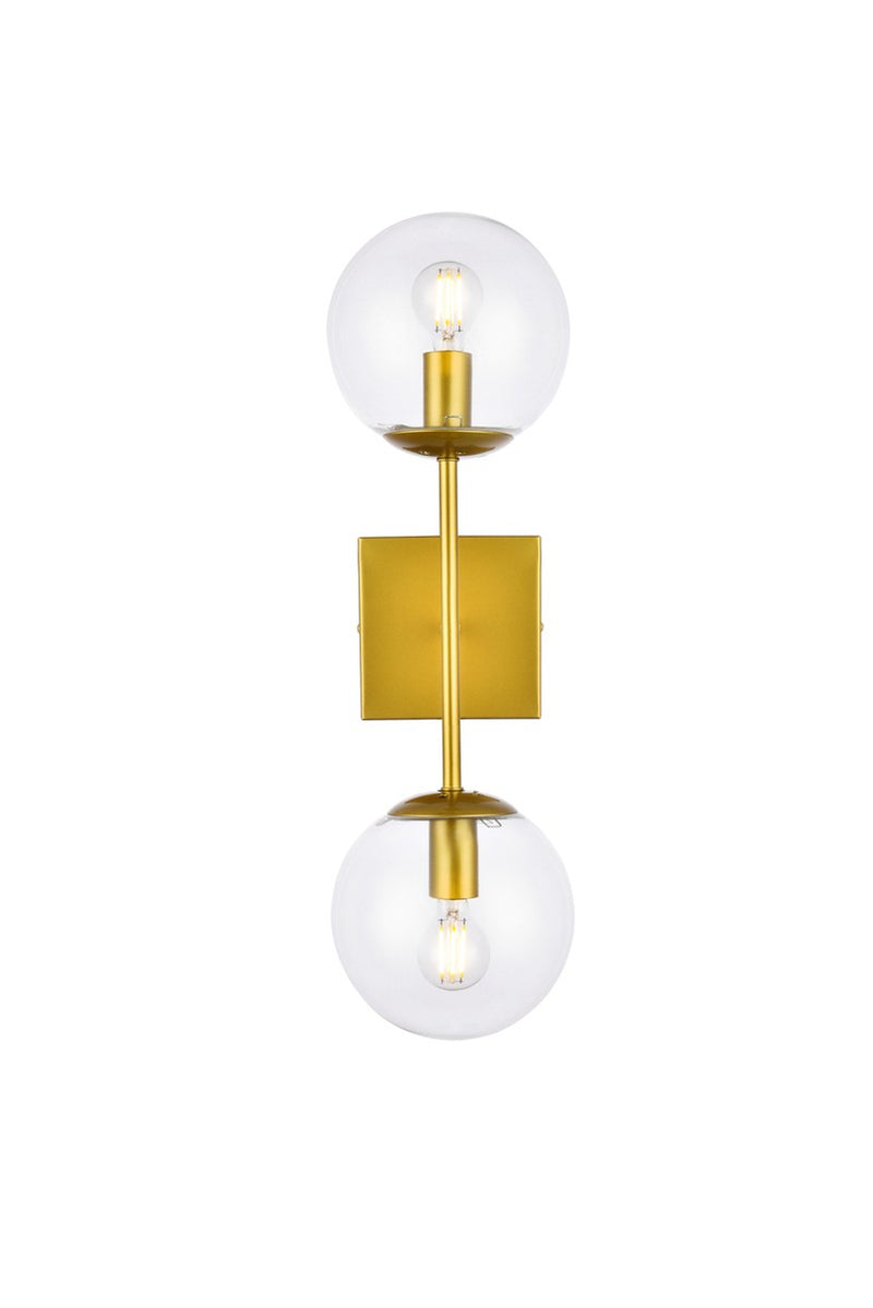 Elegant Lighting LD2357BR Two Light Wall Sconce, Brass