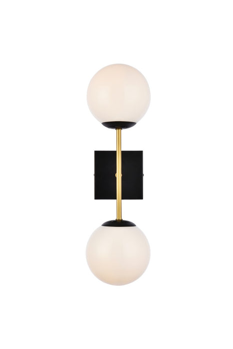 Elegant Lighting LD2358BKR Two Light Wall Sconce, Black
