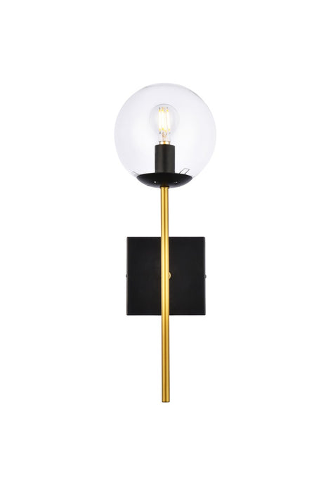 Elegant Lighting LD2359BKR One Light Wall Sconce, Black and Brass