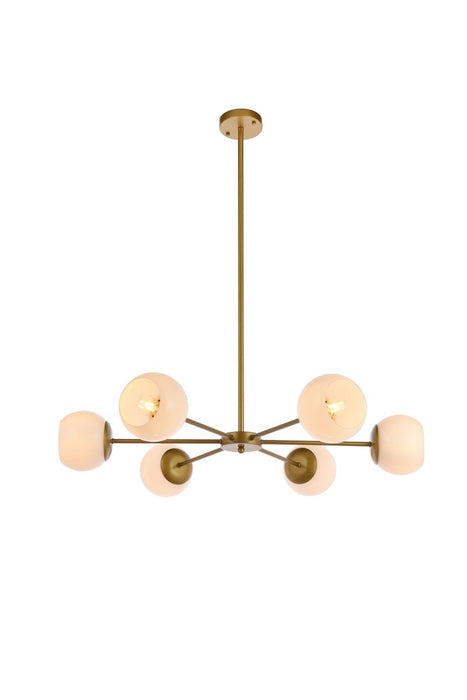 Elegant Lighting LD643D36BR Six Light Pendant, brass