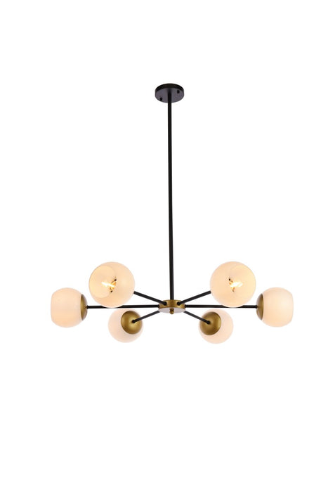 Elegant Lighting LD643D36BRK Six Light Pendant, black