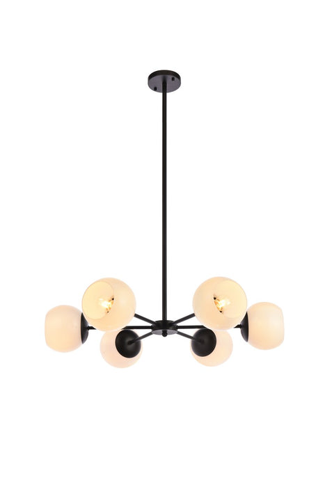Elegant Lighting LD645D30BK Six Light Pendant, black