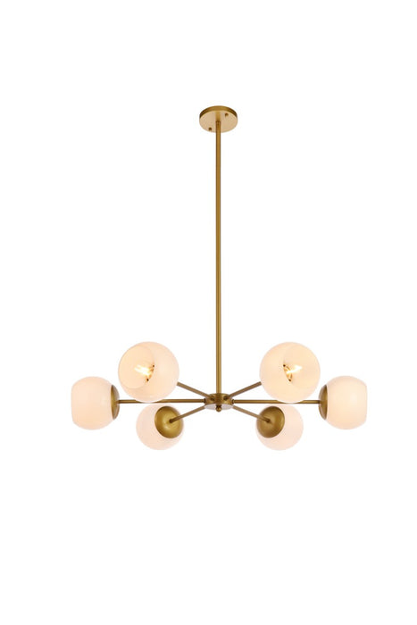 Elegant Lighting LD645D30BR Six Light Pendant, brass