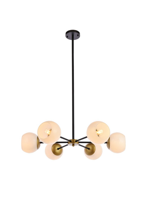 Elegant Lighting LD645D30BRK Six Light Pendant, black