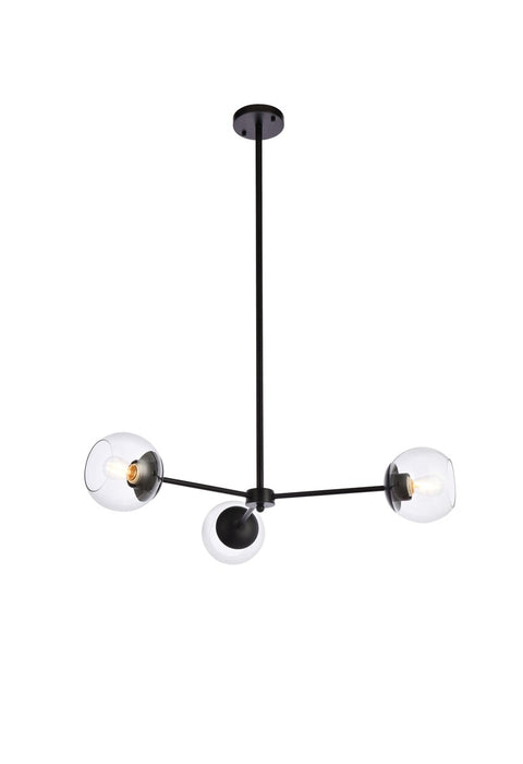 Elegant Lighting LD646D32BK Three Light Pendant, black