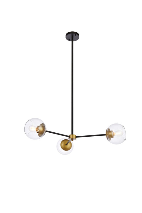 Elegant Lighting LD646D32BRK Three Light Pendant, black