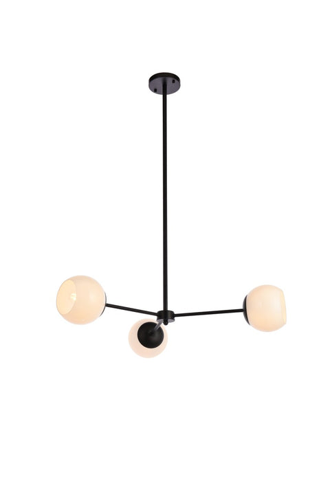 Elegant Lighting LD647D32BK Three Light Pendant, black