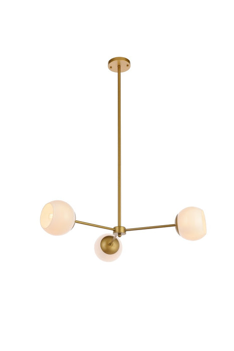Elegant Lighting LD647D32BR Three Light Pendant, brass