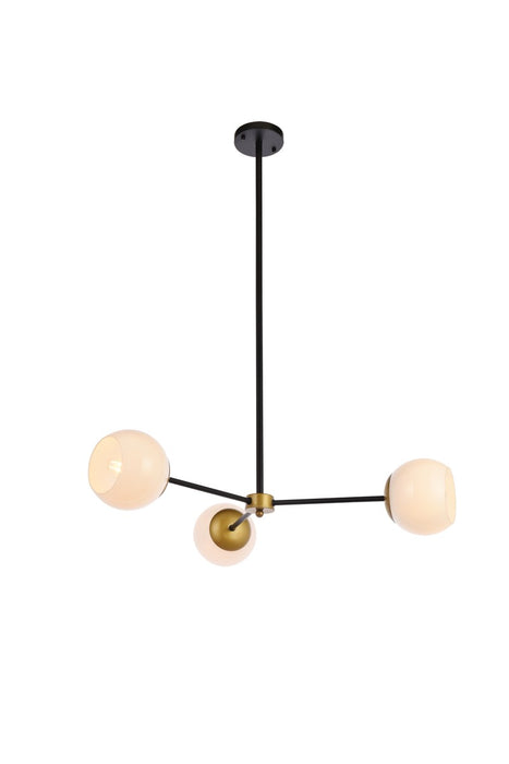 Elegant Lighting LD647D32BRK Three Light Pendant, black