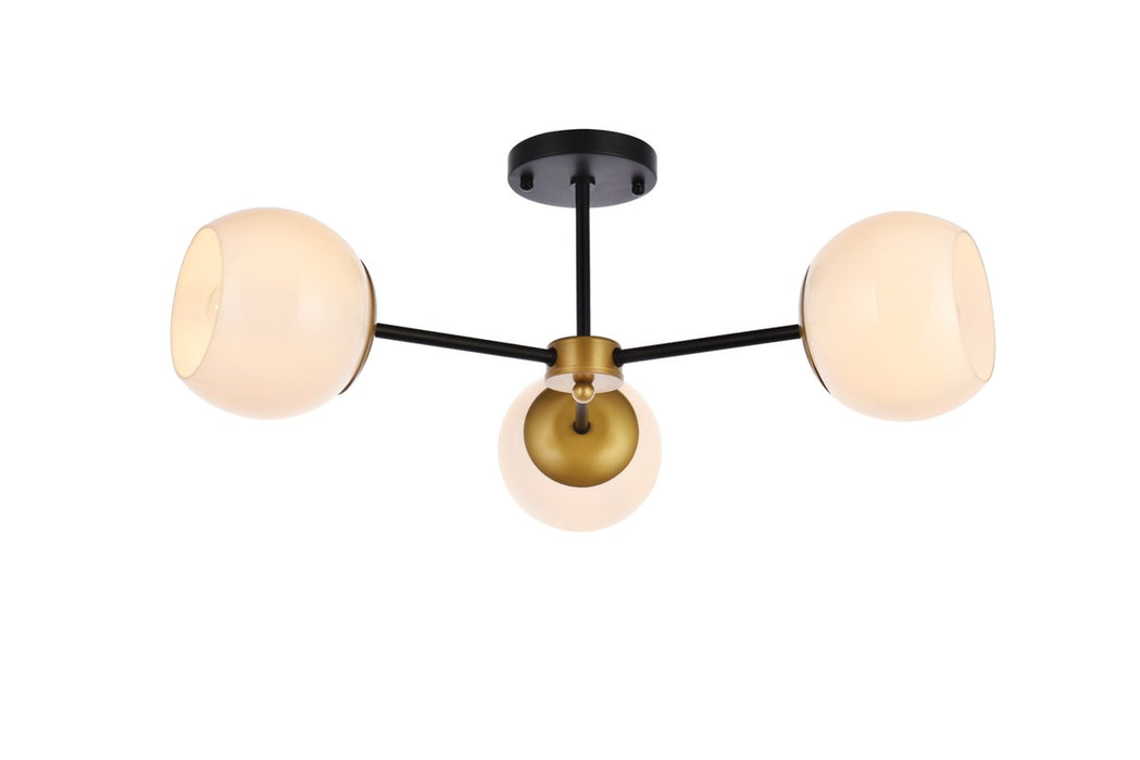 Elegant Lighting LD649F26BRK Three Light Flush Mount, black