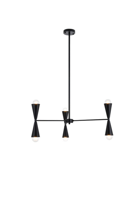 Elegant Lighting LD650D34BK Six Light Pendant, black