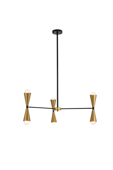 Elegant Lighting LD650D34BRK Six Light Pendant, black