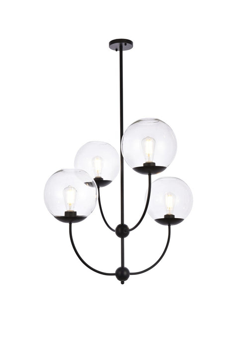 Elegant Lighting LD652D30BK Four Light Pendant, black