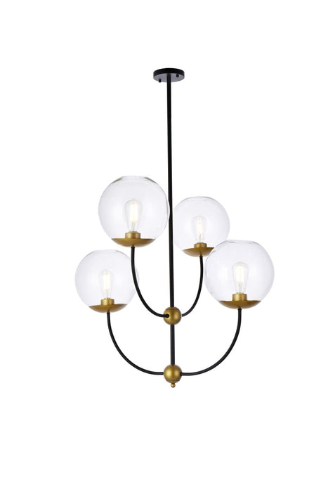 Elegant Lighting LD652D30BRK Four Light Pendant, black
