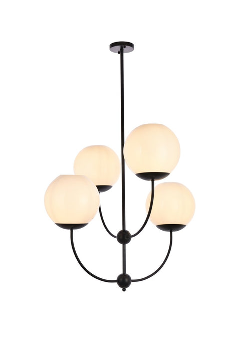 Elegant Lighting LD653D30BK Four Light Pendant, black
