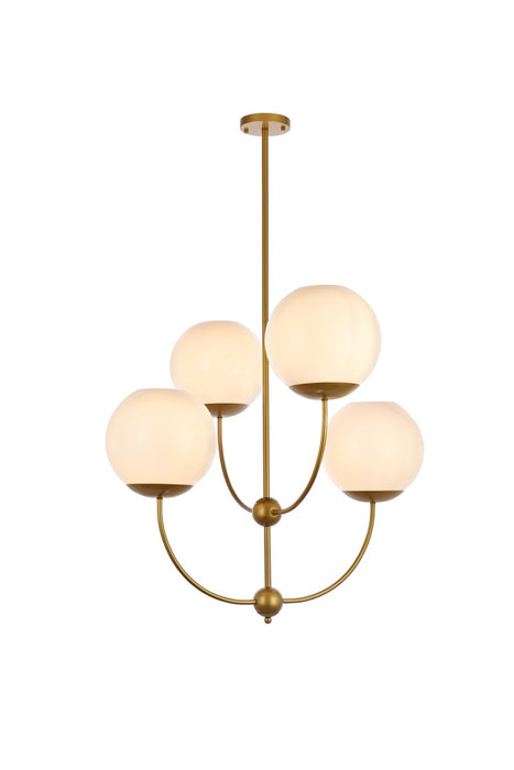Elegant Lighting LD653D30BR Four Light Pendant, brass
