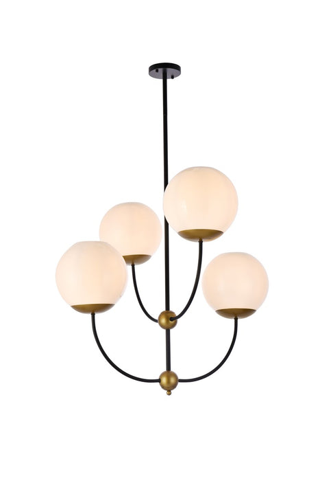 Elegant Lighting LD653D30BRK Four Light Pendant, black
