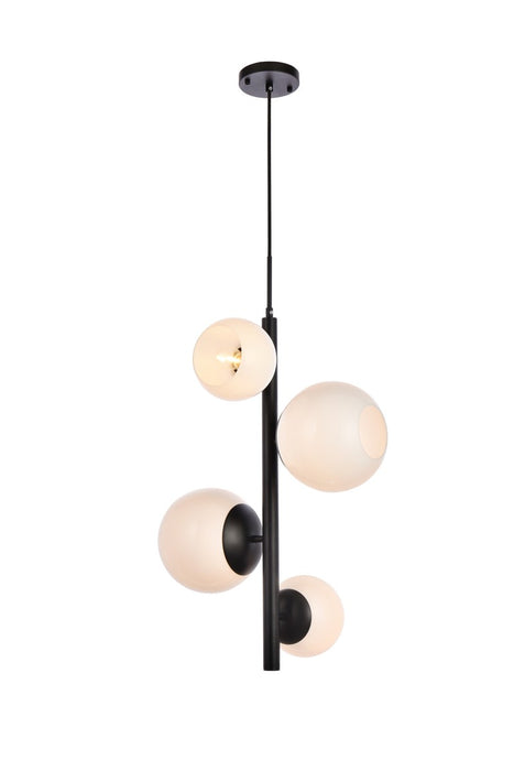 Elegant Lighting LD655D18BK Four Light Pendant, black