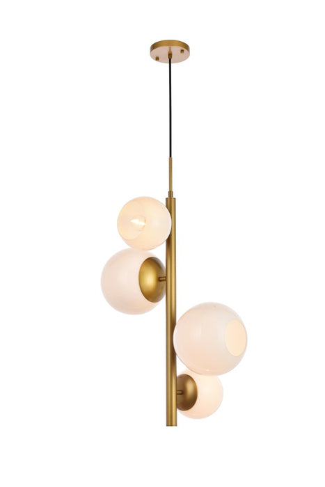 Elegant Lighting LD655D18BR Four Light Pendant, brass