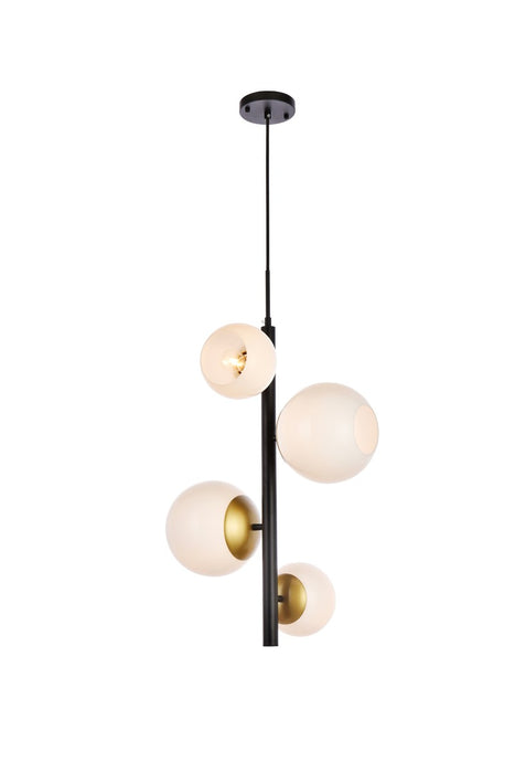 Elegant Lighting LD655D18BRK Four Light Pendant, black