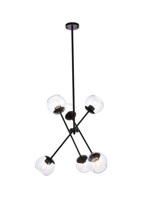 Elegant Lighting LD656D24BK Six Light Pendant, black
