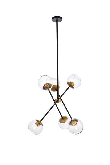 Elegant Lighting LD656D24BRK Six Light Pendant, black