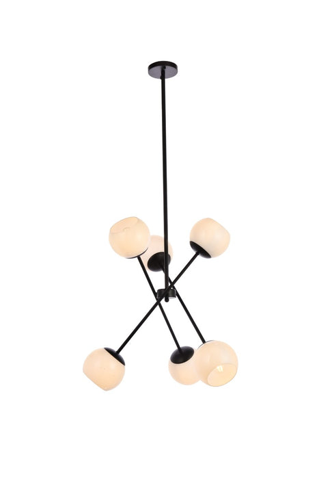 Elegant Lighting LD657D24BK Six Light Pendant, black
