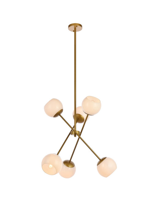 Elegant Lighting LD657D24BR Six Light Pendant, brass