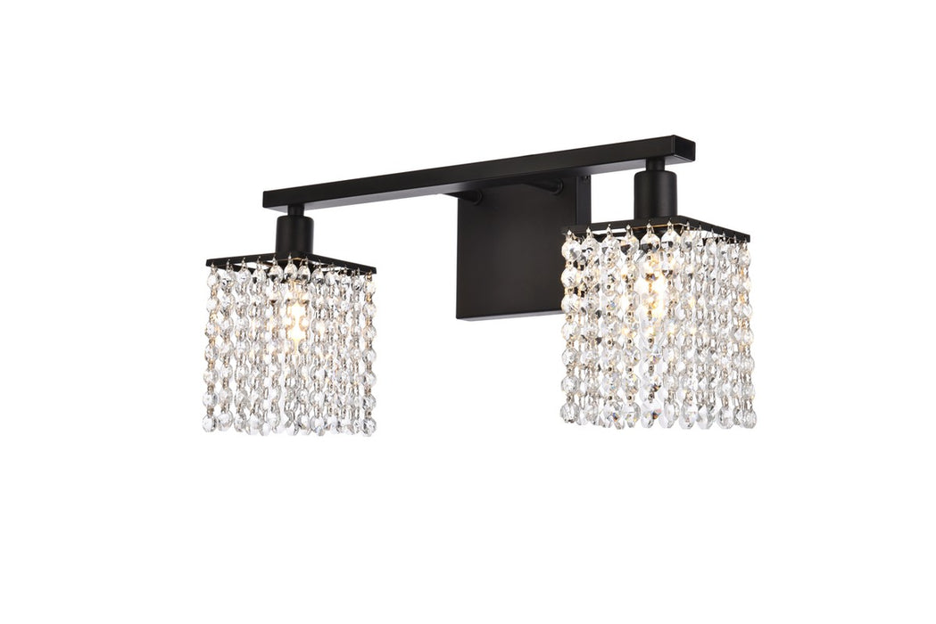 Elegant Lighting LD7008BK Two Light Bath, Black
