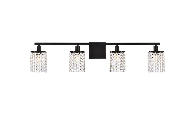 Elegant Lighting LD7012BK Four Light Bath, Black