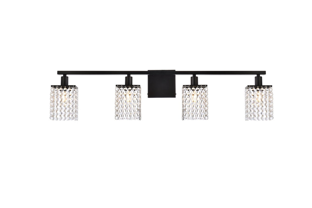 Elegant Lighting LD7012BK Four Light Bath, Black