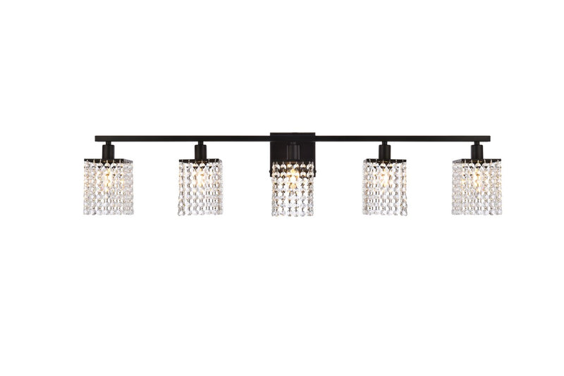 Elegant Lighting LD7014BK Five Light Bath, Black