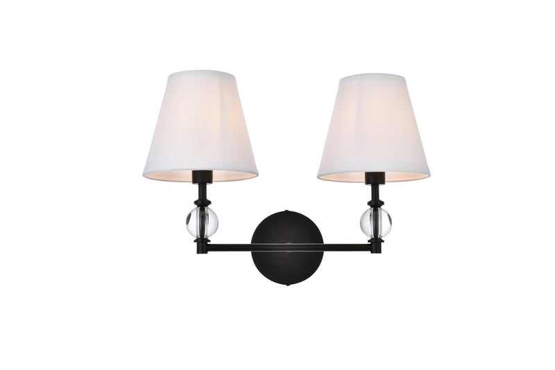Elegant Lighting LD7022W15BK Two Light Bath, Black