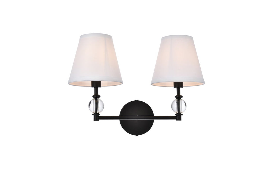 Elegant Lighting LD7022W15BK Two Light Bath, Black