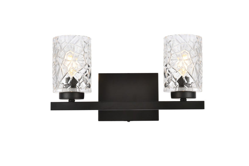 Elegant Lighting LD7026W14BK Two Light Bath, Black
