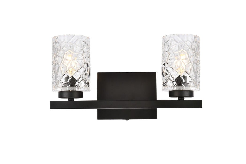 Elegant Lighting LD7026W14BK Two Light Bath, Black
